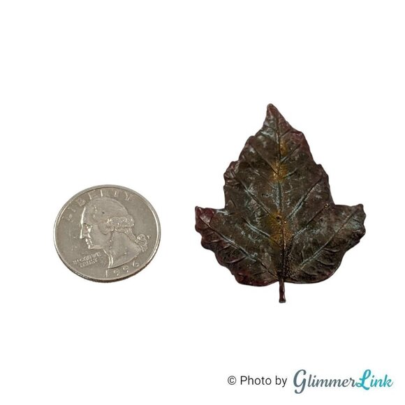 Maple Leaf Copper Electroform Fall Autumn Brooch - Picture 4 of 9